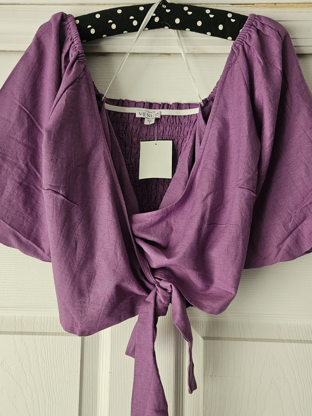 VENUS Purple Tie-Front Crop Top